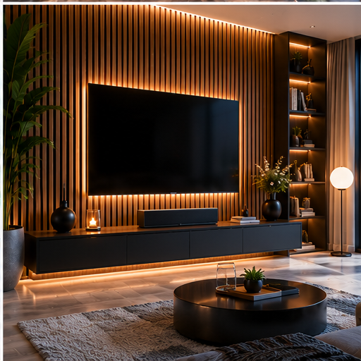 Akustikpaneele an einer TV-Wand